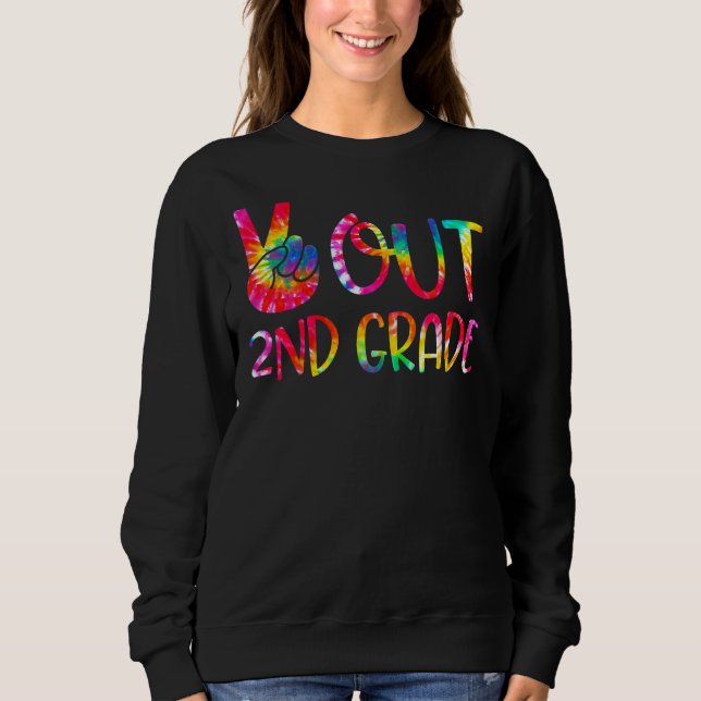 Sweatshirt Peace Out 2nd Grade Tie Dye Dernier Day Of School  (Devant)