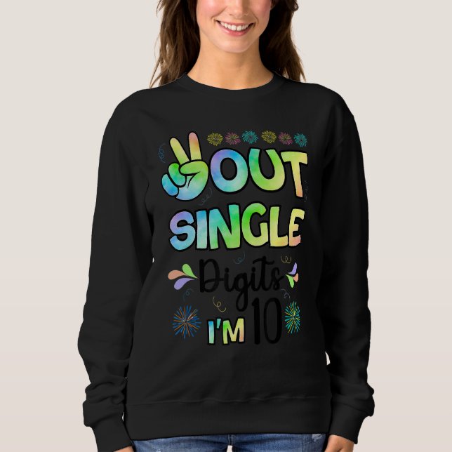 Sweatshirt Peace Out Chiffres simples Je suis 10 enfants (Devant)