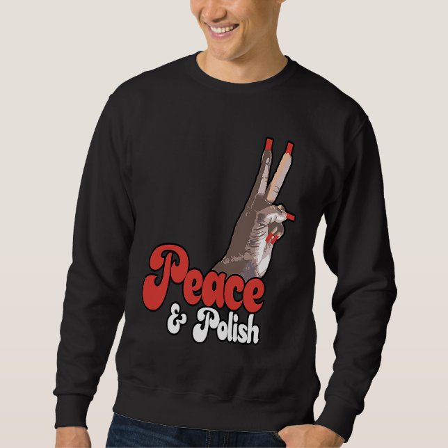 Sweatshirt Peace & Polish Red and White (Devant)