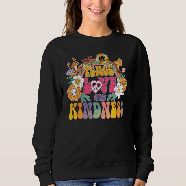 Sweatshirt PEACE SIGN LOVE 60s 70 Hippie Groovy Vibes Hallowe (Devant)