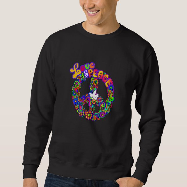 Sweatshirt PEACE SIGN LOVE 60s 70s Tie Dye Hippie Halloween C (Devant)