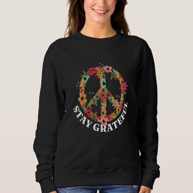 Sweatshirt Peace sign Love Hippie Peace Freedom Bliss Flowers (Devant)