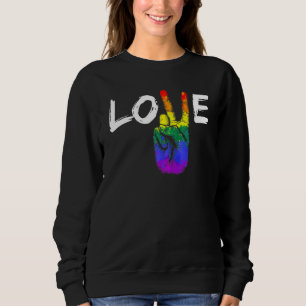Sweatshirt Peace Sign Love Rainbow Colors Gay pride Lesbian L