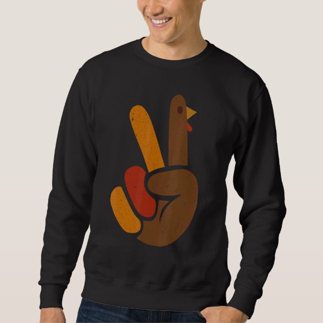 Sweatshirt Peace Sign Turkey Hand Cool Thanksgiving Men Women (Devant)