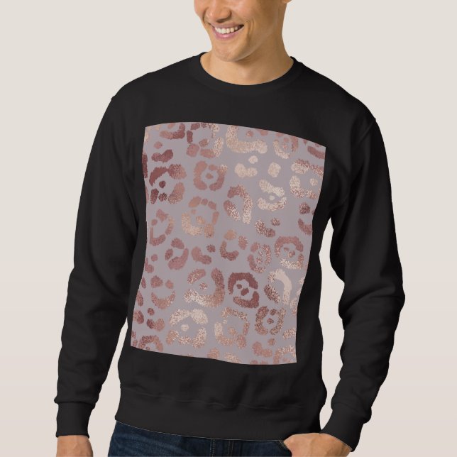 Sweatshirt Peau léopard : élégance or rose. (Devant)