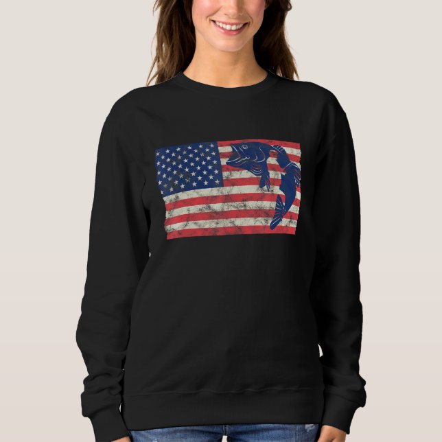 Sweatshirt Pêche 4 juillet Drapeau (Devant)