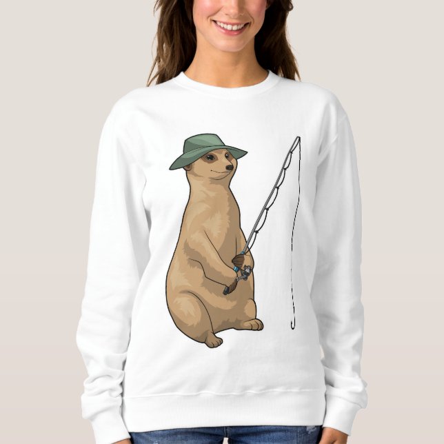 Sweatshirt Pêche à la suricate Canne à pêche Pêcheur à la lig (Devant)