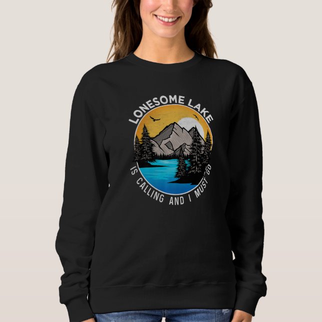 Sweatshirt Pêche Bateau Camping Lakeview Lonesome Lake (Devant)