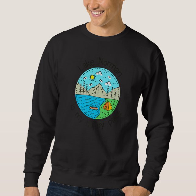 Sweatshirt Pêche Bateau Camping My Happy Place Lac Norma (Devant)