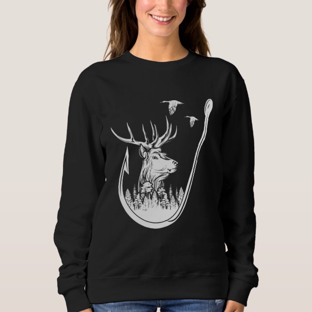 Sweatshirt Pêche Et Chasse Aux Cerfs Et Chasseurs De Canards  (Devant)