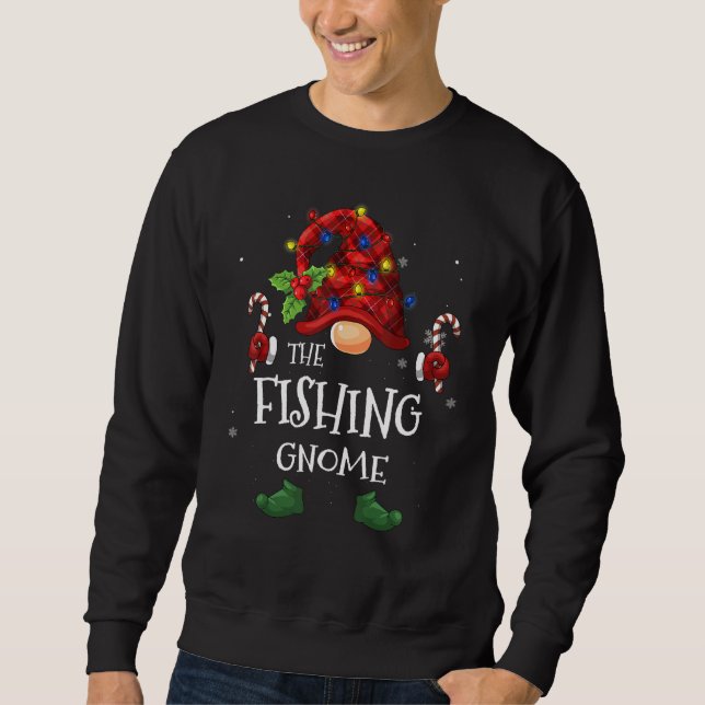 Sweatshirt Pêche Gnomo Buffalo Plaid Christmas Tree Light (Devant)