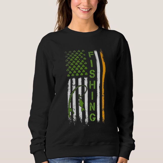 Sweatshirt Pêche Irlandais Saint Patricks Day Us Drapeau (Devant)