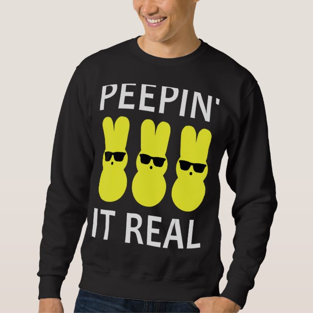 Sweatshirt Peepin' It Real Happy Bunny Chillin de Pâques' Ave (Devant)