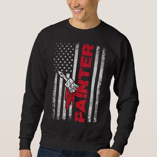Sweatshirt Peintre Usa Drapeau Maison Décorateur Peinture W (Devant)