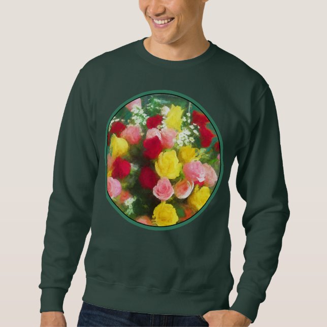 Sweatshirt Peinture Bouquet Rose - Jolie Art Fleur Originale (Devant)