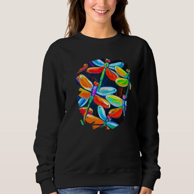 Sweatshirt Peinture de couleur libellule libellules insecte a (Devant)