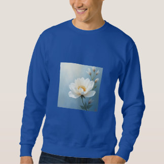 Sweatshirt Peinture de fleurs de couleur blanche