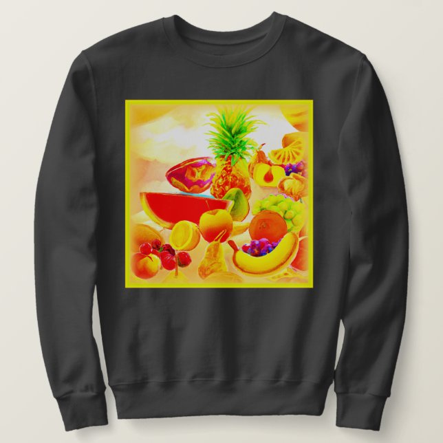 Sweatshirt Peinture de fruits exotiques tropicaux. Commandez  (Design devant)