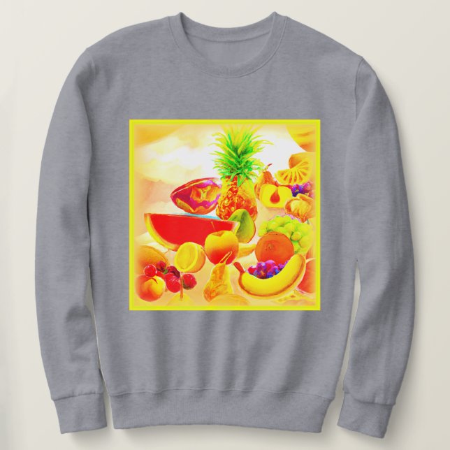 Sweatshirt Peinture de fruits exotiques tropicaux. Commandez  (Design devant)