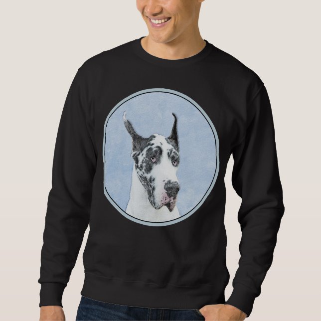 Sweatshirt Peinture de Great Dane (Arlequin) - Art original d (Devant)