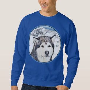Sweatshirt Peinture de malamut en Alaska - jolie art original