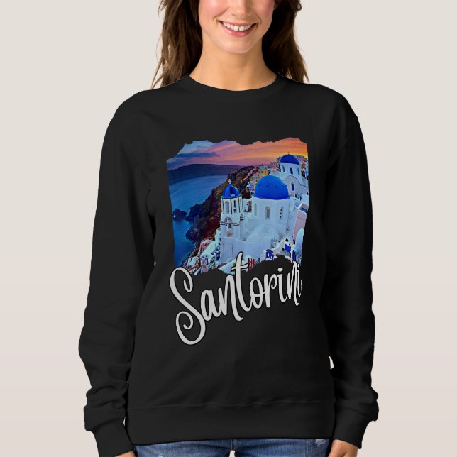 Sweatshirt Peinture de Santorin Grèce Souvenir de voyage pour (Devant)