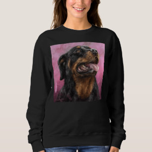 Sweatshirt Peinture D'Un Magnifique Rottweiler Avec Sa Langue