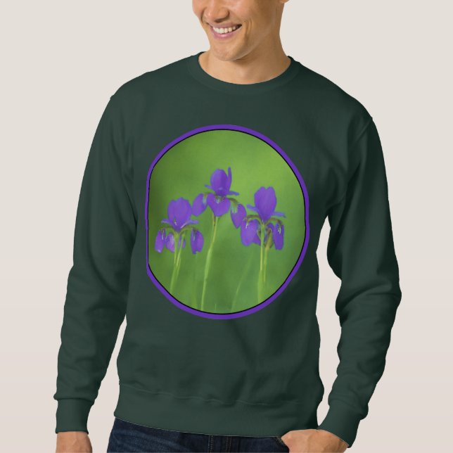 Sweatshirt Peinture Iris Violet - Art Fleur Originale (Devant)