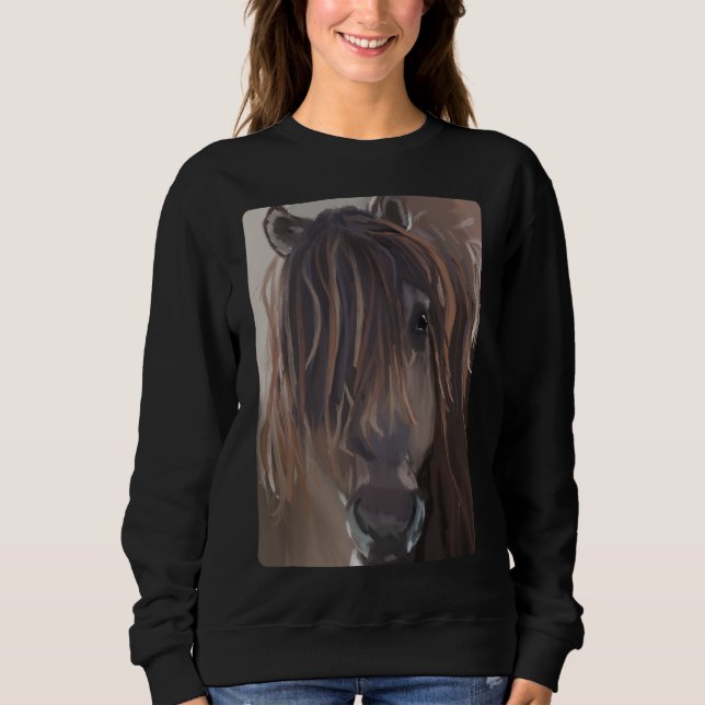 Sweatshirt Peinture moderne d'un cheval Brown (Devant)