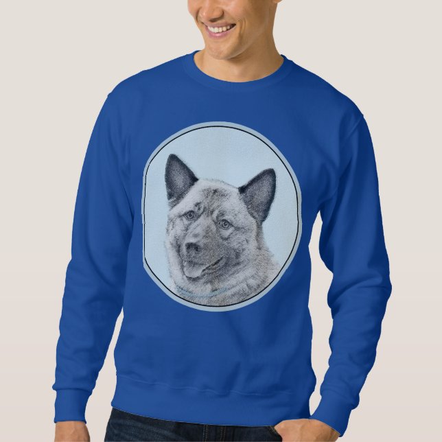 Sweatshirt Peinture norvégienne Elkhound - Art original Chien (Devant)
