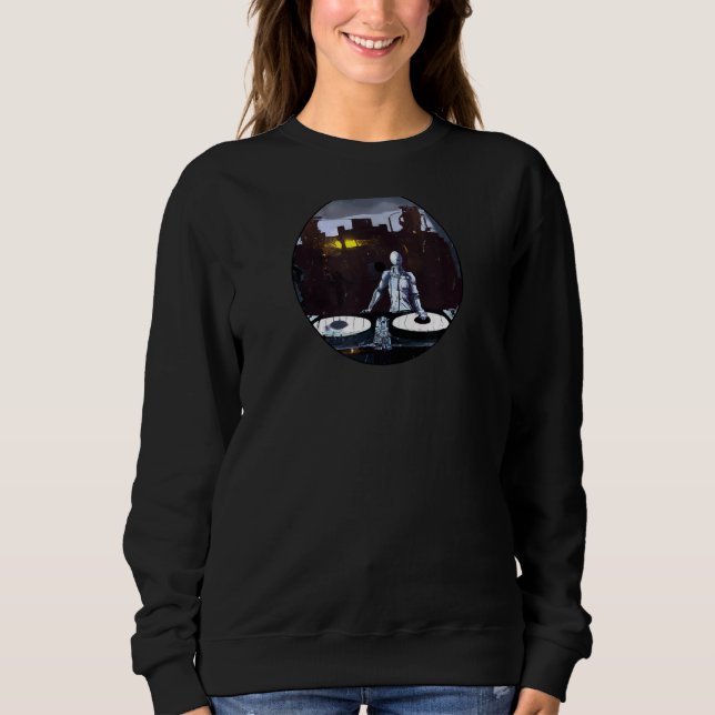 Sweatshirt Peinture numérique de Robot DJ mixage sur Turntab (Devant)