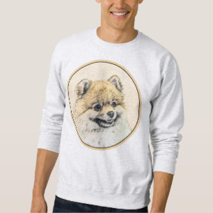 Sweatshirt Peinture Poméranienne (orange) - Art Chien origina