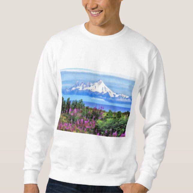 Sweatshirt Peinture sauvage surréelle en Alaska (Devant)
