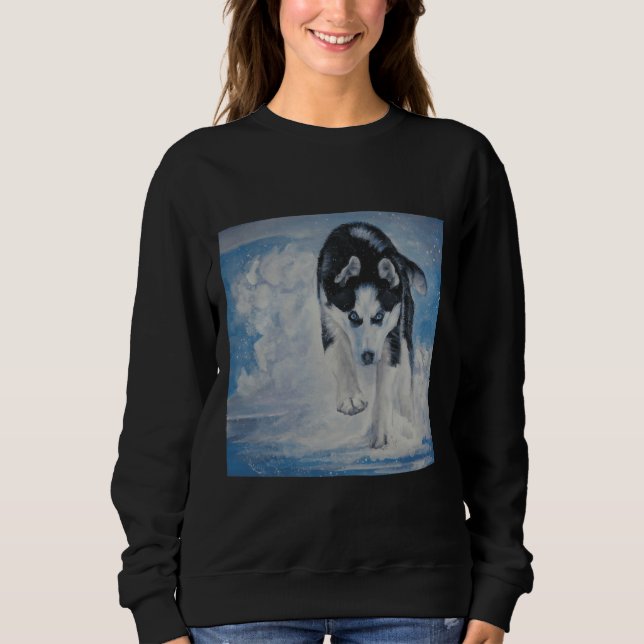 Sweatshirt Peinture Sibérienne Husky (Devant)