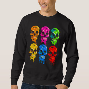 Sweatshirt Peinture Super P peinte en spirale de crâne coloré