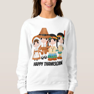 Sweatshirt Pèlerins et Indiens Fêtes de Thanksgiving