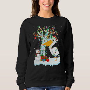 Sweatshirt Pelican Bird Xmas Tree Lighting Santa Hat Pelican