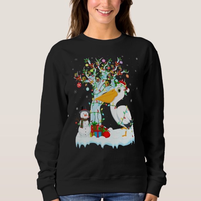 Sweatshirt Pelican Bird Xmas Tree Lighting Santa Hat Pelican (Devant)