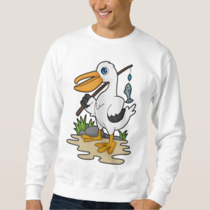 Sweatshirt Pélican comme pêcheur avec la baguette de pêche et