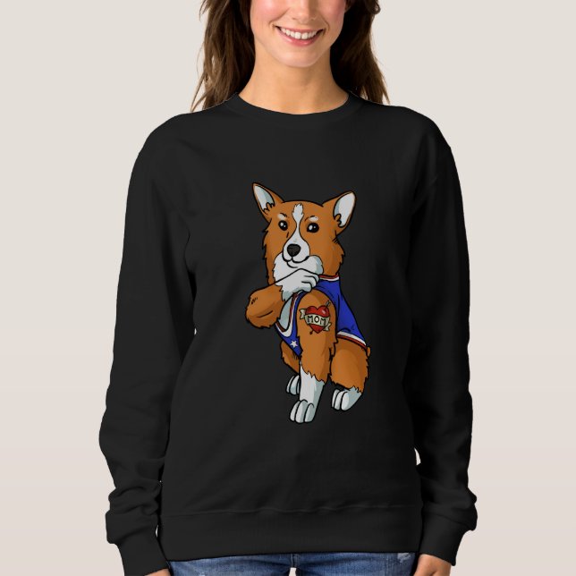 Sweatshirt Pembroke Welsh Corgi Corgi Love Mom Puppy (Devant)