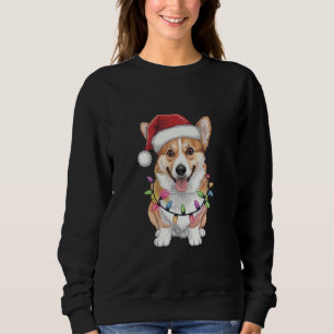 Sweatshirt Pembroke Welsh Corgi Père Noël Lumières de l'arbre