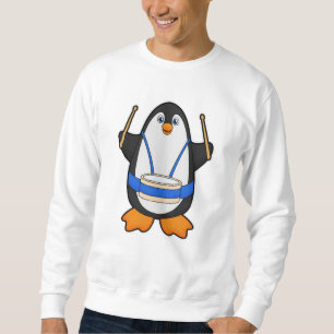 Sweatshirt Penguin comme musicien avec tambour