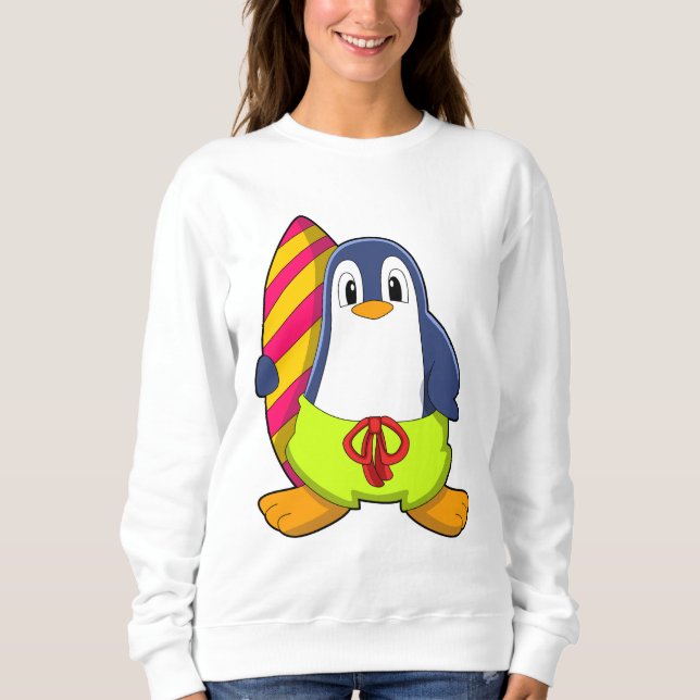 Sweatshirt Penguin comme surfer avec Surfer (Devant)
