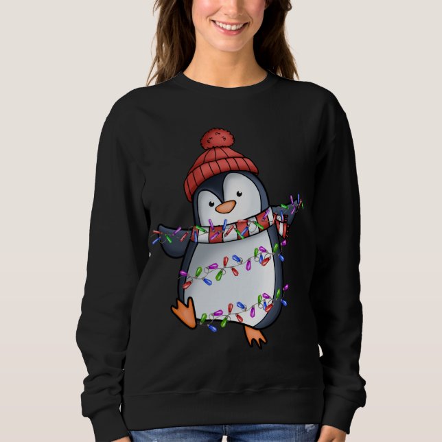 Sweatshirt Penguin Père Noël éclaire le pyjama de Noël mignon (Devant)