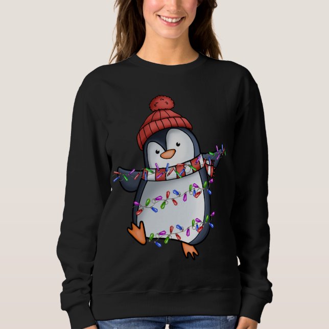 Sweatshirt Penguin Père Noël éclaire le pyjama de Noël mignon (Devant)