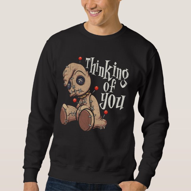 Sweatshirt Penser À Vous Poupée Voodoo Avec Pins Drôle Hallow (Devant)