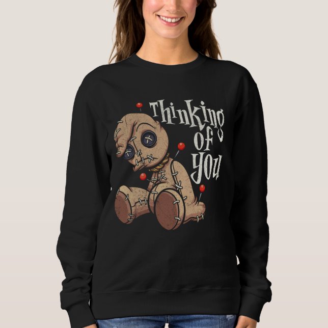 Sweatshirt Penser À Vous Poupée Voodoo Avec Pins Drôle Hallow (Devant)
