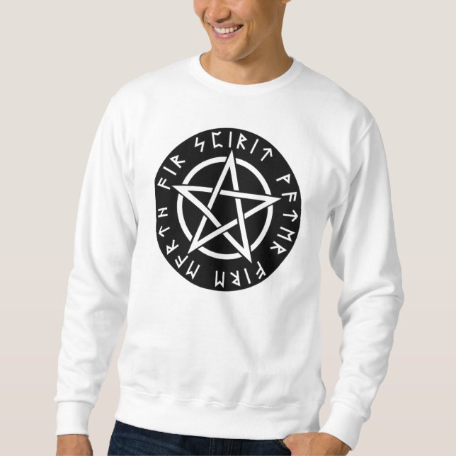 Sweatshirt Pentagone étoilé runique noir de Wiccan (Devant)
