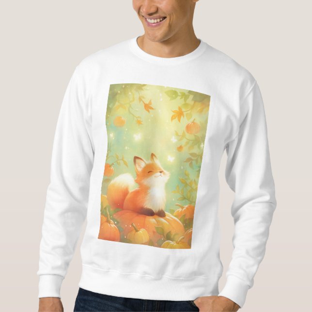 Sweatshirt Perchoir de citrouille de renard (Devant)