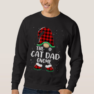 Sweatshirt Père Chat Gnome Buffalo à carreaux Famille de Noël